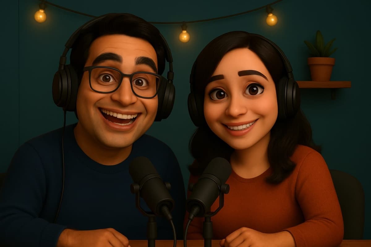 Illustrated portrait of Palak and Pranav